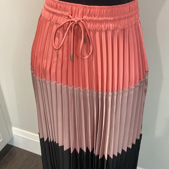 Club Monaco Colourblock Pink and Black Pleated Midi Skirt Size XSmall - Picture 6 of 14